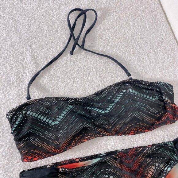 5/$25 Black Mesh and Multicolor Bikini Set M - Picture 7 of 12